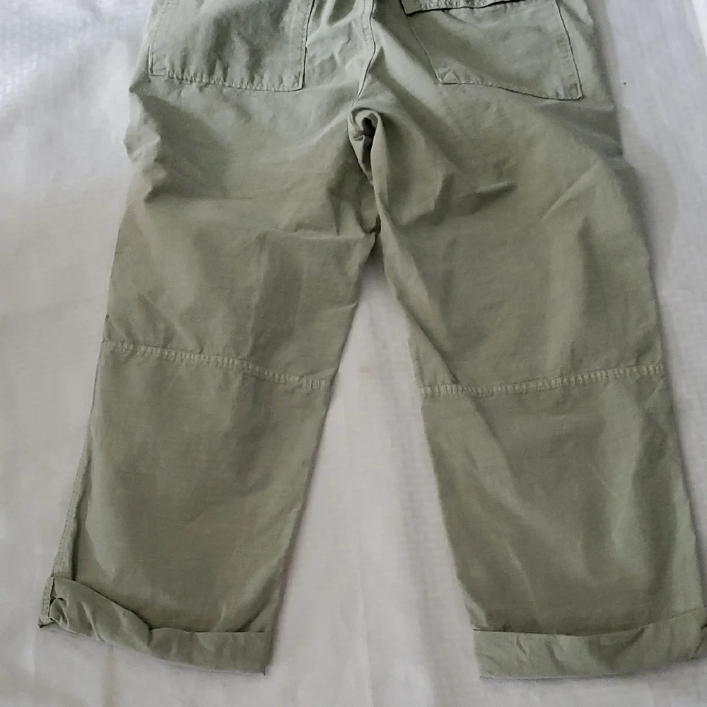 Everlane Green Cropped Organic And Linen Blend Pants with Relaxed Fit Sz 33 - Picture 7 of 12